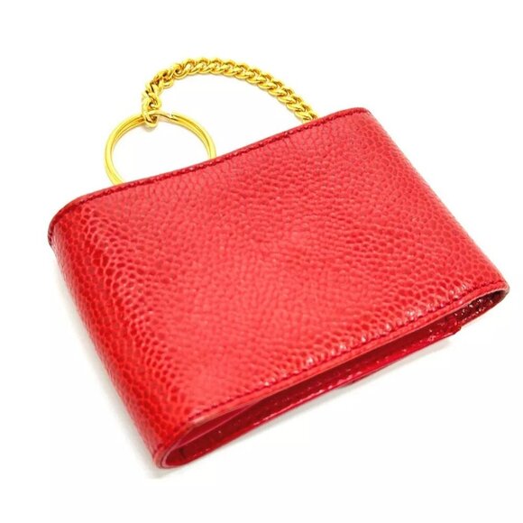 CHANEL CC CC Mark mini Pouch Cigarette case Caviar Leather Red - Picture 3 of 11